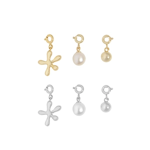 Set di ciondoli in argento S925 con perle a stella marina e sfere dorate per gioielli
