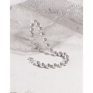 Bracelet à billes minimaliste en argent sterling S925 avec fermoir mousqueton sur pierre