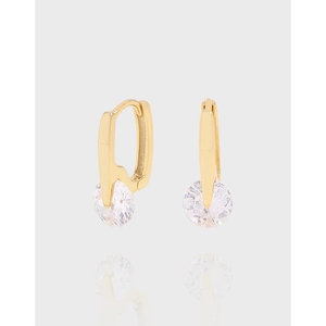 925 Sterling Silver Round Zirconia U-Shape Hoop Earrings Korean Minimalist Geometric Light Luxury Earrings For Women
