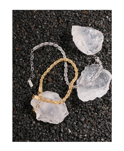 Detail of S925 sterling silver rope chain bracelets in gold and silver finishes