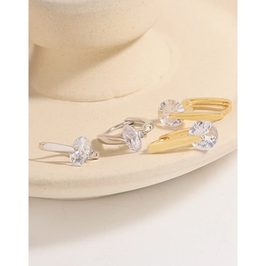 Minimalist S925 sterling silver U-shaped hoop earrings with round zircon stones
