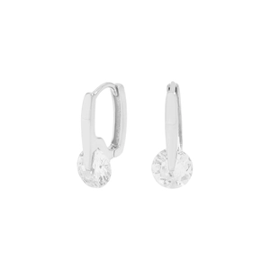 Elegant S925 sterling silver U-shaped huggie earrings with round cubic zirconia stones