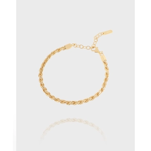 S925 Sterling Silver Rope Chain Bracelet For Women Minimalist 18K Gold Plated Twisted Link Hand Chain Fashion Jewelry