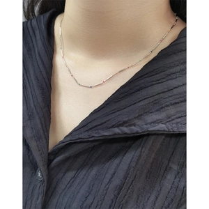 Elegant S925 sterling silver chain necklace with multi-color rainbow beads for women