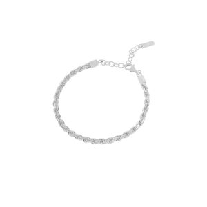 S925 sterling silver minimalist rope chain bracelet with lobster clasp and extension