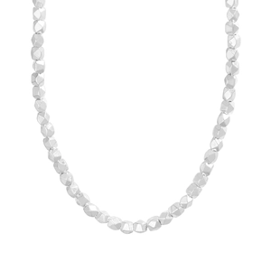 Minimalist S925 sterling silver necklace featuring faceted irregular geometric beads