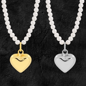 Collier de Künstliche Perles en Forme de Cœur en Argent Sterling 925 Collier Pendentif Künstliche Perle Coquillage Minimaliste Bijoux Élégants pour Femmes