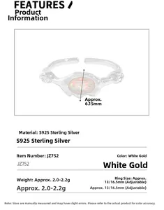 Detailed specifications of S925 sterling silver opal ring with adjustable hand design