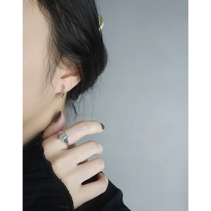 Minimalist S925 sterling silver star ring and earring set with shimmering zircons