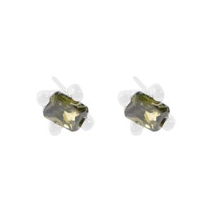 Minimalistische S925 Silber-Ohrstecker mit rechteckigen smaragdgrünen Zirkonia-Steinen