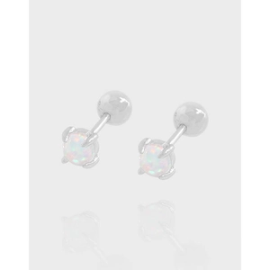 Boucles d'Oreilles Clous en Argent Sterling 925 Opale Pour Femmes Minimaliste Plaqué Or Blanc Fermoir à Vis Bijoux Cadeau