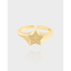 S925 Sterling Silver Star Open Adjustable Ring For Women Minimalist Pentagram Finger Ring Ins Style Geometric Fashion Jewelry
