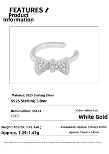 Detailed specifications of S925 sterling silver bow ear cuff with cubic zirconia stones