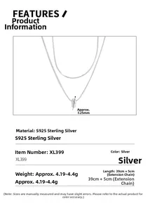 Detailed specifications of S925 sterling silver double layer chain necklace with round pendant