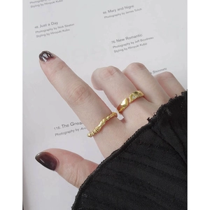 Minimalist S925 sterling silver liquid vine ring set with dainty zircon accents