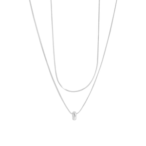 Minimalist S925 sterling silver double layer snake bone necklace with round pendant