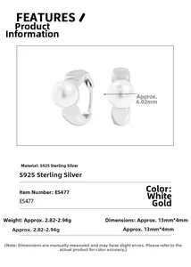 Detailed product info for S925 sterling silver pearl hoop earrings in white gold finish