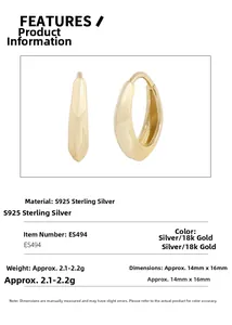 Detail specifications of S925 sterling silver irregular hoop earrings with 14mmx16mm size
