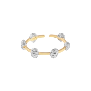 Minimalist S925 sterling silver open ring with six textured silver oval beads decoration