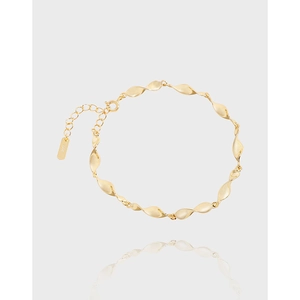 S925 Sterling Silver Möbius Twisted Wave Bracelet For Women Minimalist 18K Gold Plated Leaf Link Chain Adjustable Jewelry Gift