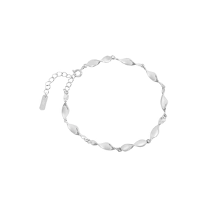 Minimalist S925 sterling silver Mobius bracelet with twisted leaf links and spring clasp