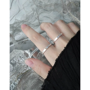Minimalist S925 sterling silver brushed rings with green and pink zircon gemstones