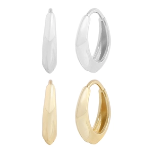 Minimalist irregular tapered hoop earrings in gold and silver S925 finishes