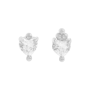 Boucles d'oreilles minimalistes en argent S925 avec zircons en forme de coeur