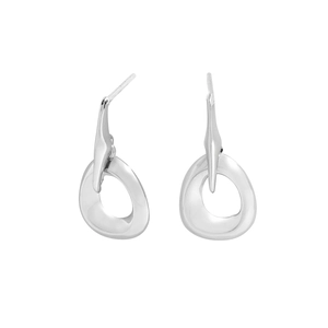 Minimalist irregular geometric S925 sterling silver hoop earrings with polished finish