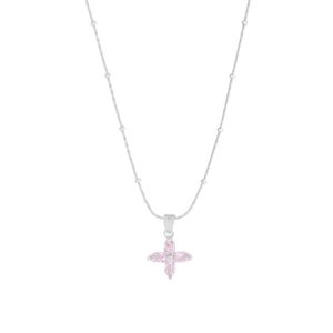 Elegant S925 silver necklace with a cherry blossom pendant and pink zircon petals