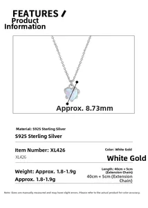 Detailed view of S925 sterling silver heart opal pendant with 8.73mm size dimension