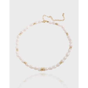 Collier Künstliche Perles Baroques Argent Sterling 925 Plaqué Or 18K Künstliche Perles Irrégulières Bijoux Élégants Minimalistes Pour Femmes