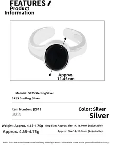 Detail showing S925 sterling silver ring dimensions and weight of 4.65g to 4.75g