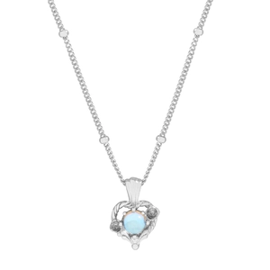 Collier minimaliste en argent S925 avec pendentif cœur en pierre de lune et chaîne perlée