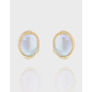 Minimalist 925 Sterling Silver Geometric Oval Artificial Moonstone Stud Earrings For Women Korean INS Style Elegant Jewelry Gift