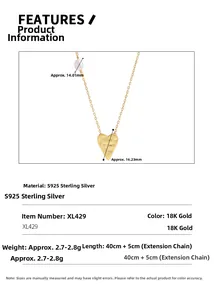 Detailed specs of S925 sterling silver hammered heart necklace with baroque pearl charm