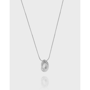 Collier Pendentif Météorite Irrégulière en Argent Sterling S925 Minimaliste Forme Organique Chaîne Serpent Bijoux Femme