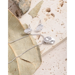 Parure collier et boucles d'oreilles en argent S925 avec texture liquide organique