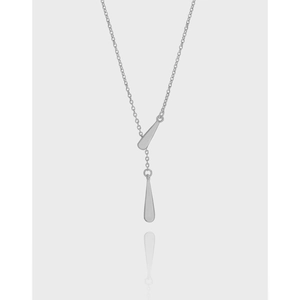 Collier en Y Goutte d'Eau en Argent Sterling 925 pour Femmes Style Coréen INS Minimaliste Double Pendentif Goutte