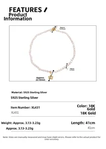 Detailed specs of S925 silver baroque pearl necklace with star pendant and OT buckle