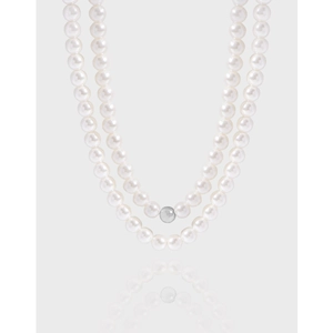 Double Layer Artificial Pearl Sweater Chain Necklace Elegant Minimalist Jewelry With 925 Sterling Silver Bead Long For Women