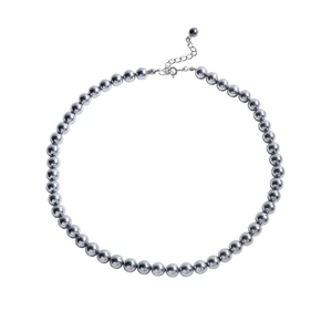 Elegant grey pearl necklace in S925 sterling silver with adjustable metallic lobster clasp