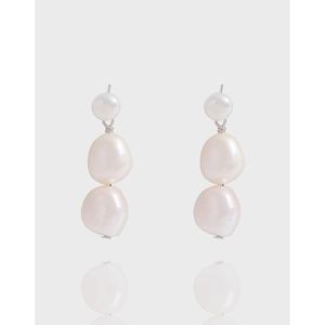 Elegant 925 Sterling Silver Artificial Baroque Pearl Drop Earrings For Women Minimalist Natural Irregular Artificial Pearls Dangle Earrings Fine Jewelry