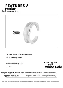 Detailed view of the S925 sterling silver irregular wavy ring showing dimensions and weight