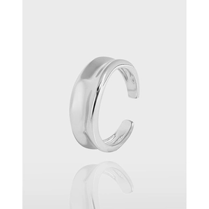 S925 Sterling Silver Irregular Rippled Open Ring For Women Minimalist Adjustable Concave Wave Finger Ring Fashion Jewelry Gift