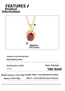 Detail specifications of S925 sterling silver red zircon necklace with 40+5cm chain length