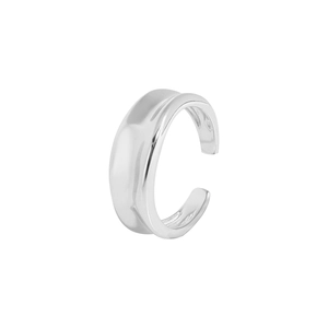 S925 sterling silver minimalist irregular wave open ring with polished finish