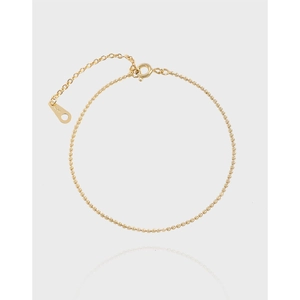 Bracelet à Perles en Argent Sterling 925 Minimaliste Plaqué Or Chaîne à Petites Perles Rondes Bracelet Réglable Bijoux Femme