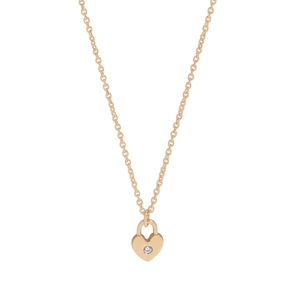 Collier minimaliste en argent S925 avec pendentif cadenas en cœur doré et un zircon