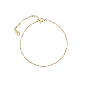 Bracelet à billes minimaliste en argent S925 doré avec fermoir mousqueton et étiquette